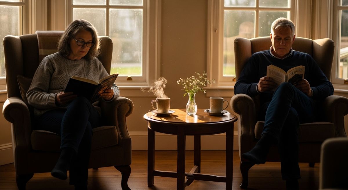 Two people enjoying quiet, supportive presence together.